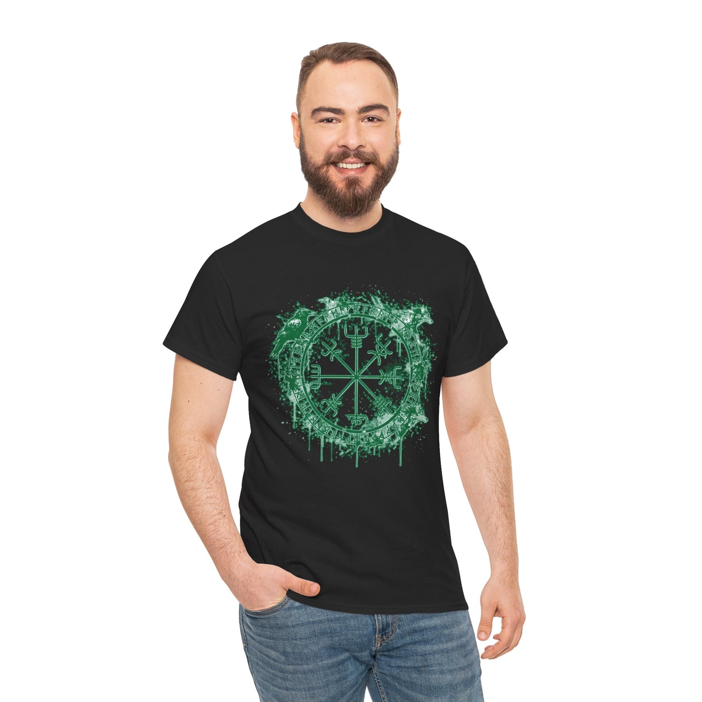 Vegvísir Compass Graphic Tee Green