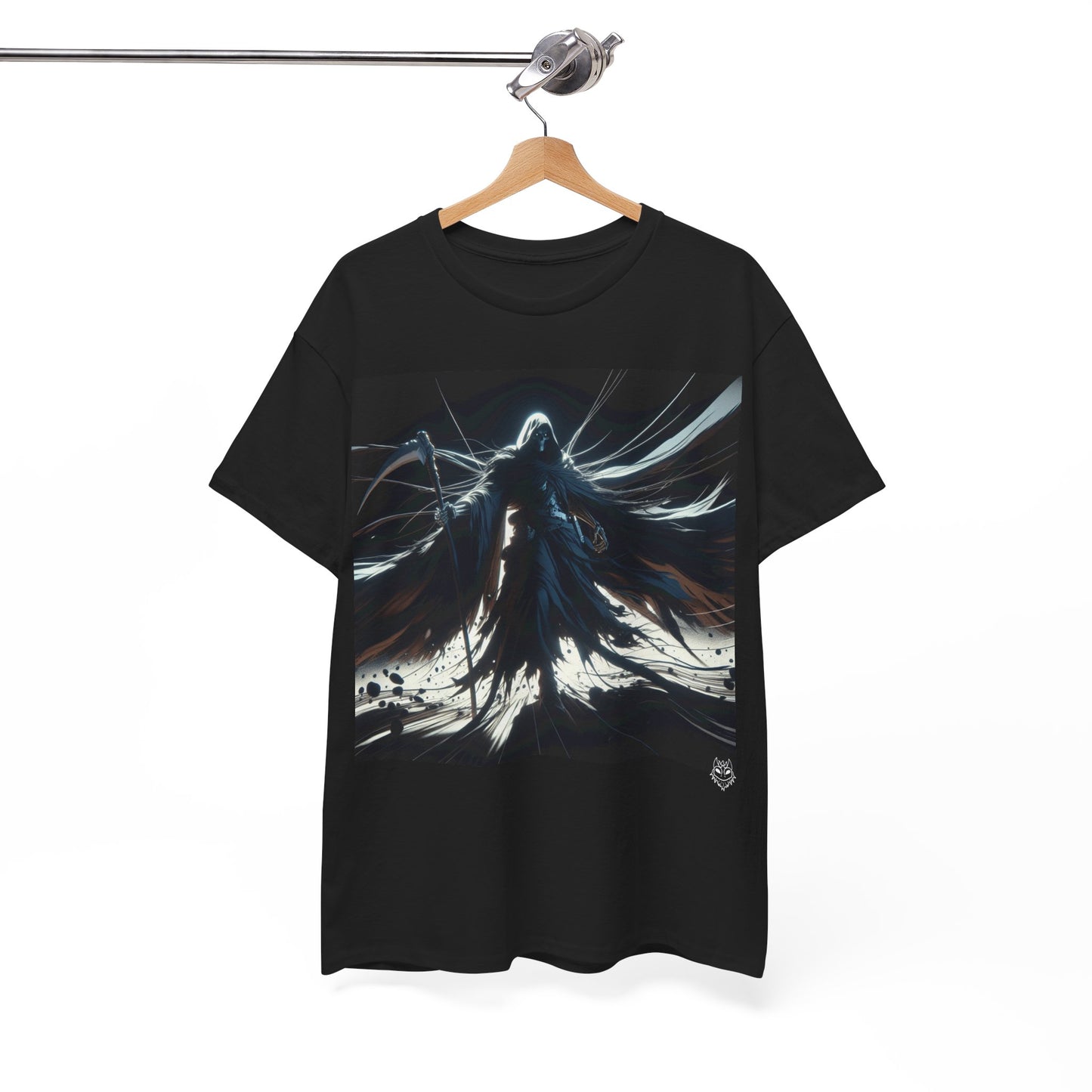 Dark Cloaked Figure Graphic Tee — Gothic Fantasy Shadow Art T-Shirt