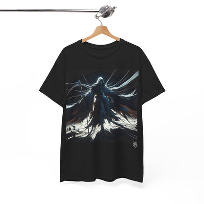 Dark Cloaked Figure Graphic Tee — Gothic Fantasy Shadow Art T-Shirt
