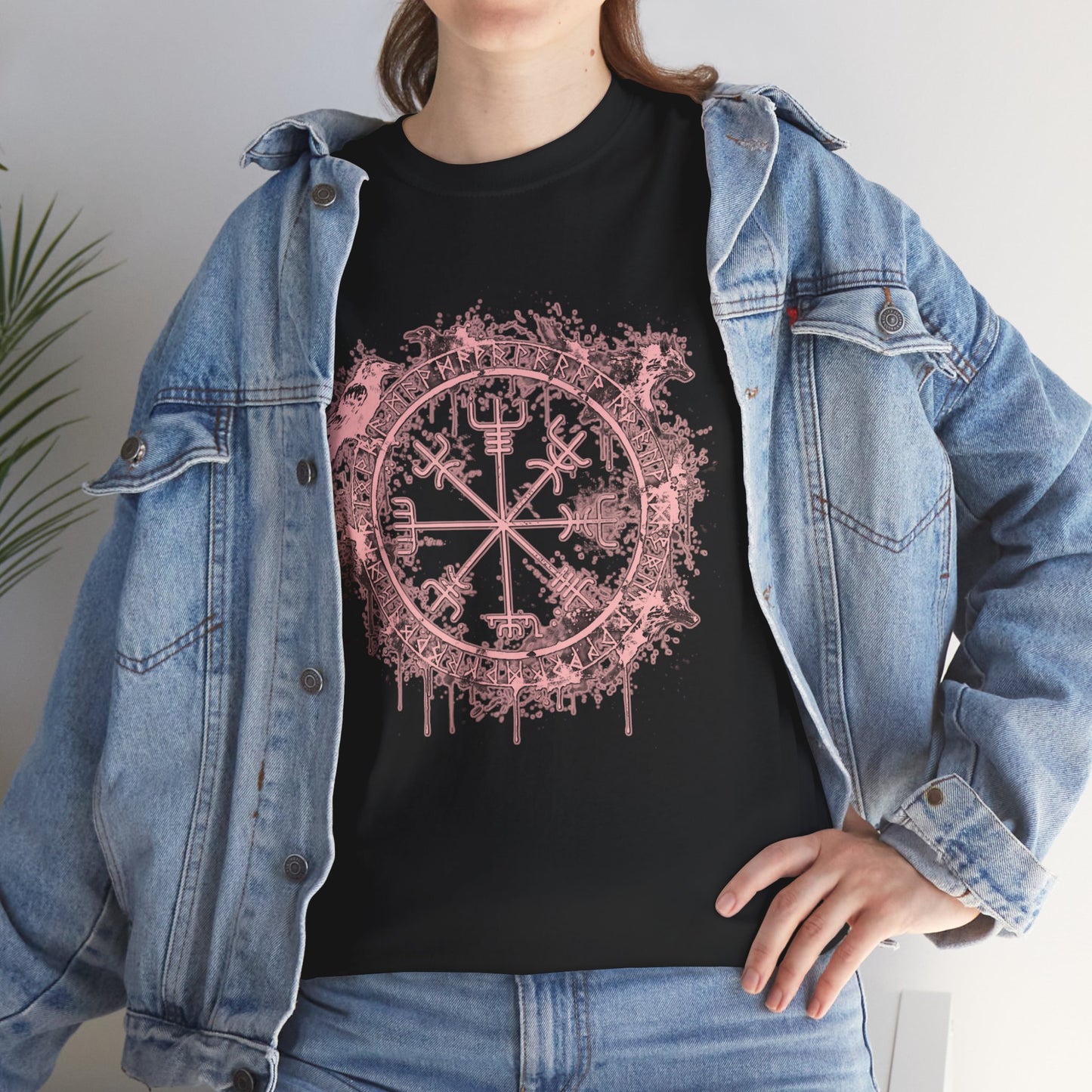 Vegvísir Compass Graphic Tee Pink