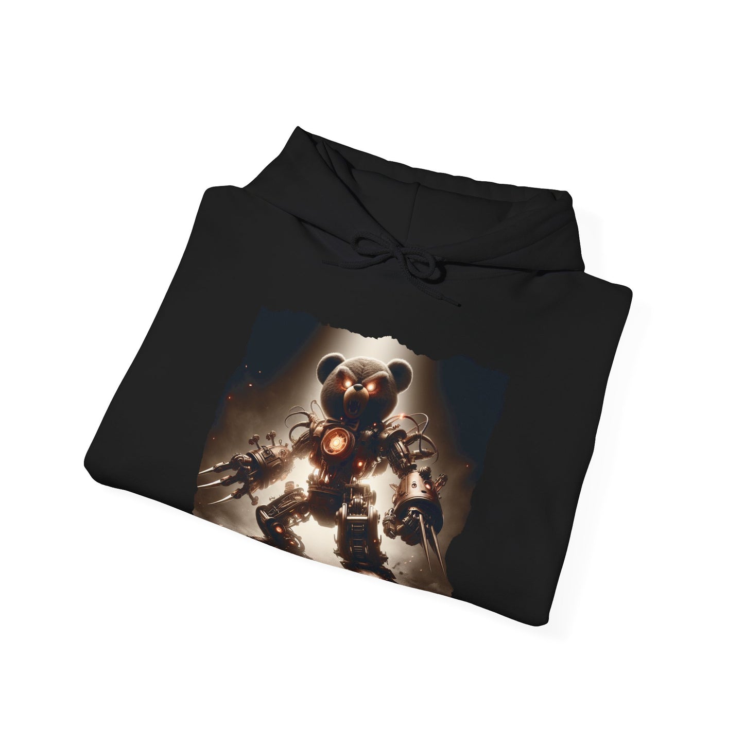 Dragon Beard Hoodie — Dark Fantasy Teddy Robot Graphic Sweatshirt