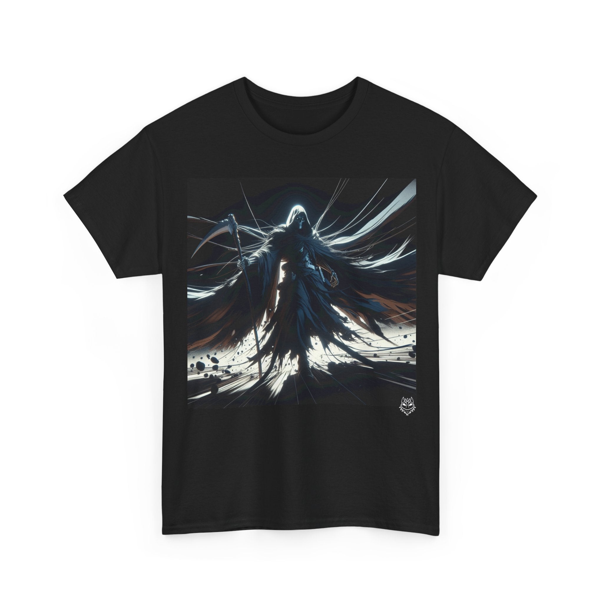 Dark Cloaked Figure Graphic Tee — Gothic Fantasy Shadow Art T-Shirt