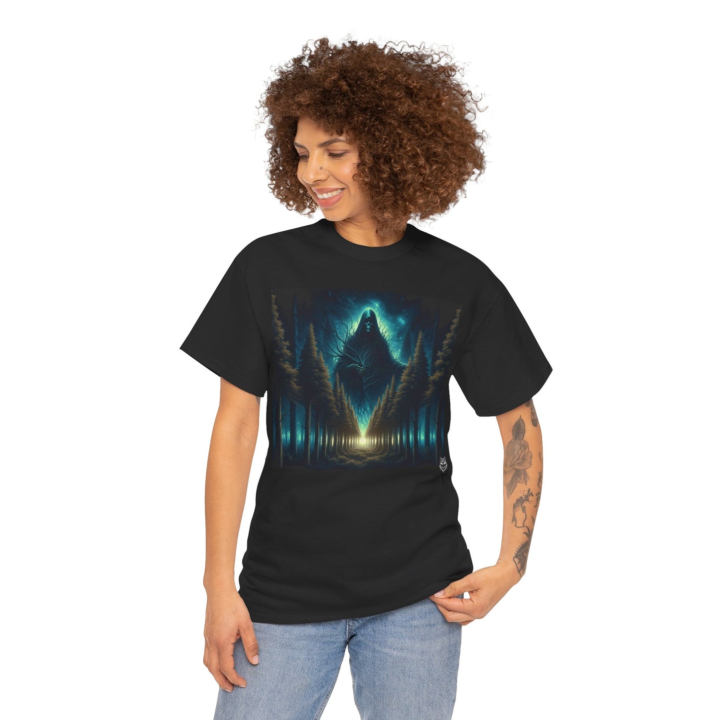 Mystic Forest Graphic Tee — Hooded Phantom Nightscape T-Shirt