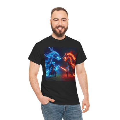 Dragon Duel Graphic Tee — Blue vs Red Fantasy Battle T-Shirt