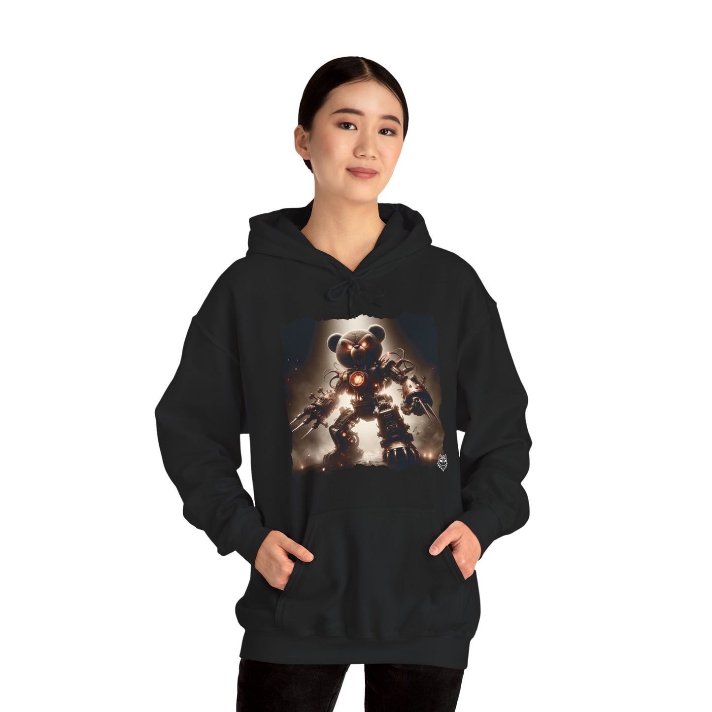 Dragon Beard Hoodie — Dark Fantasy Teddy Robot Graphic Sweatshirt