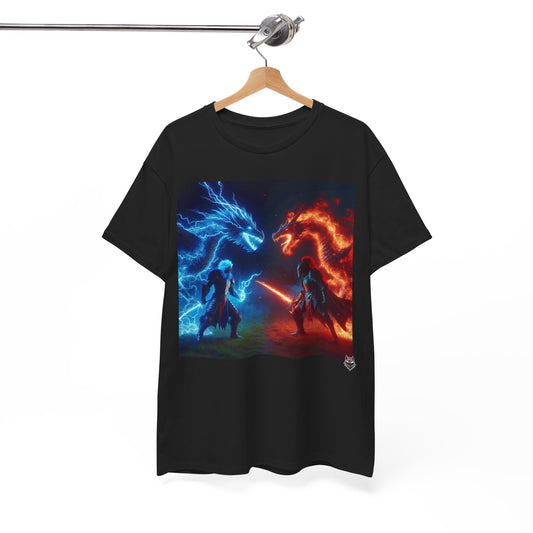 Dragon Duel Graphic Tee — Blue vs Red Fantasy Battle T-Shirt