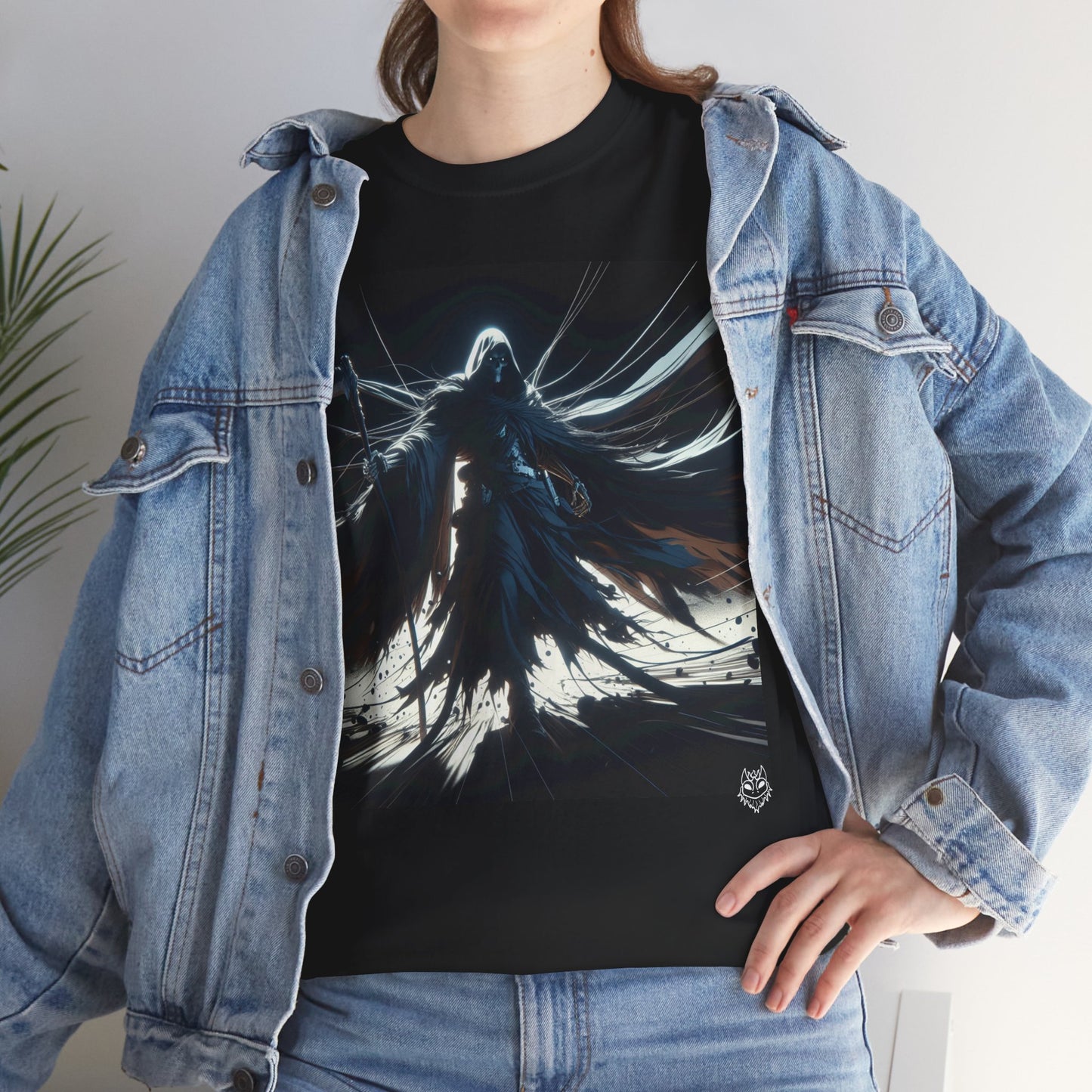 Dark Cloaked Figure Graphic Tee — Gothic Fantasy Shadow Art T-Shirt